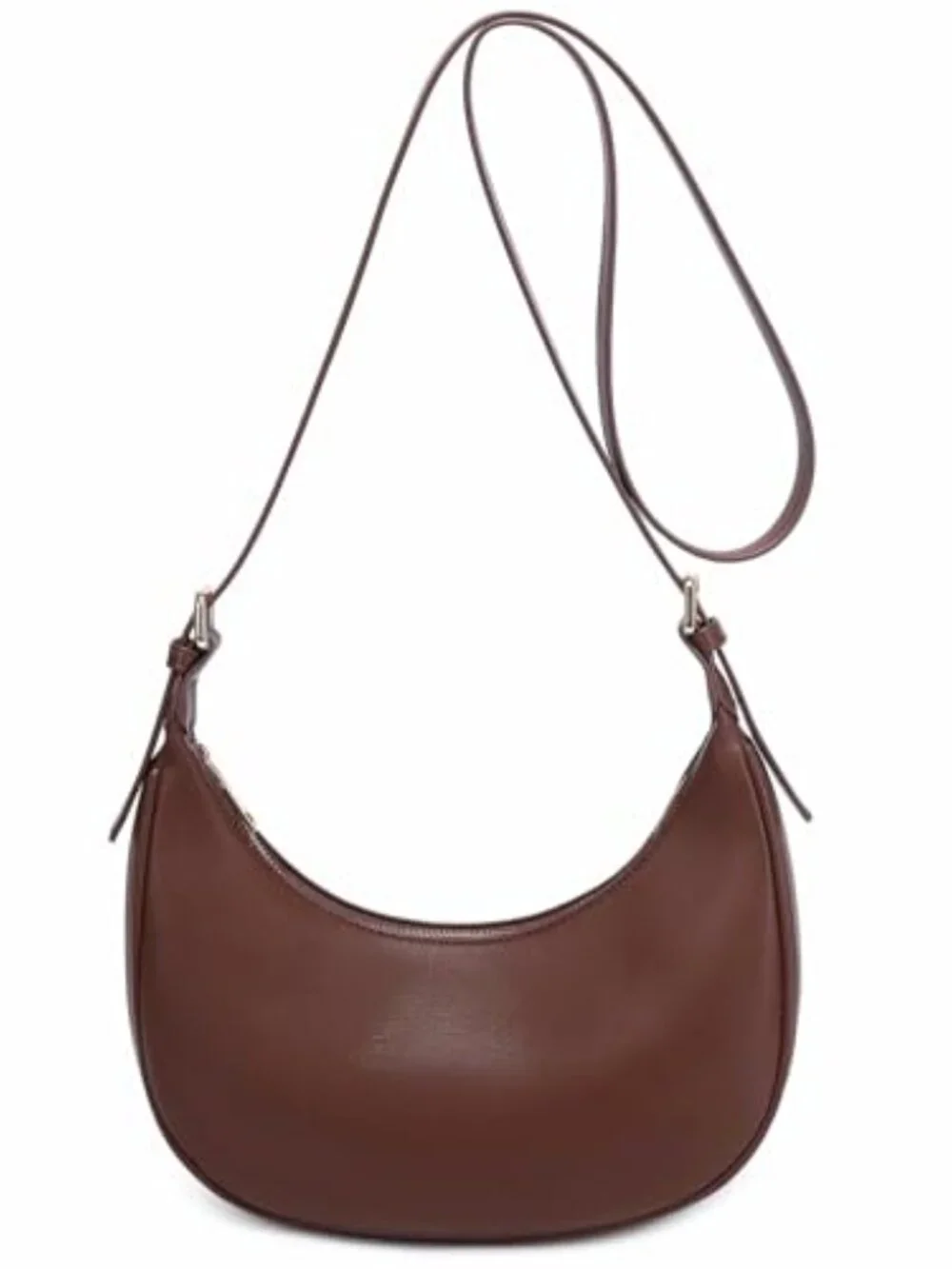 Faux Leather Hobo Crossbody Bag with Zipper Closure
